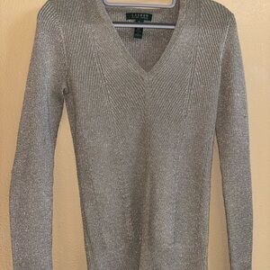 Ralph Lauren Women's Metallic V-Neck Sweater